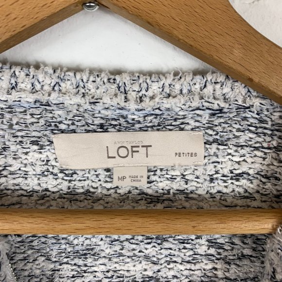 Loft Cardigan Zipper Tweed Textured Sweater Size M - Picture 2 of 5